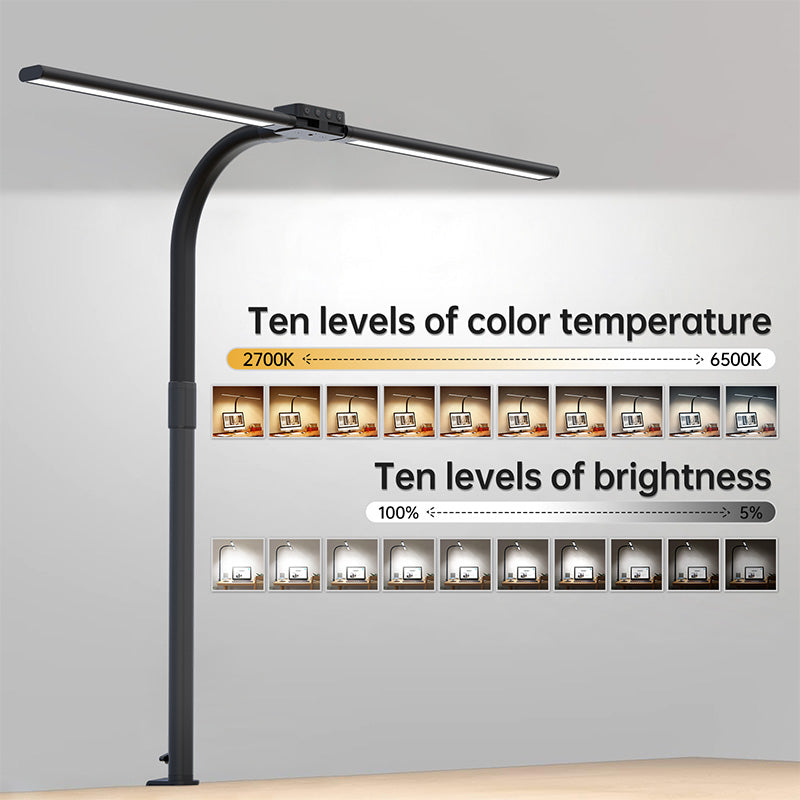 💡🔥 Dual Head LED Desk Lamp with USB Charger | 24W Ultra Bright⚡Remote Control🌟【Pro Study/Gaming Mode】Clamp & Gooseneck Adjustable - 10-Level Dimmable Office Lighting (Black) 💡🔥 Dual Head LED Desk Lamp with USB Charger | 24W Ultra Bright⚡Remote Control🌟【Pro Study/Gaming Mode】Clamp & Gooseneck Adjustable - 10-Level Dimmable Office Lighting (Black)